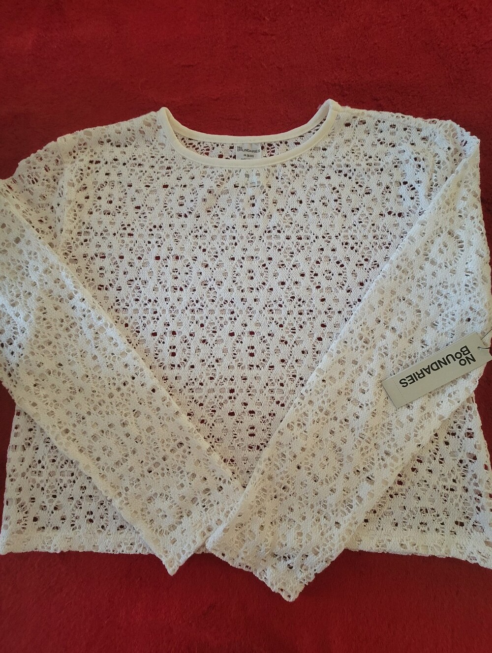 No Boundaries Cream Crochet Long-Sleeve Top